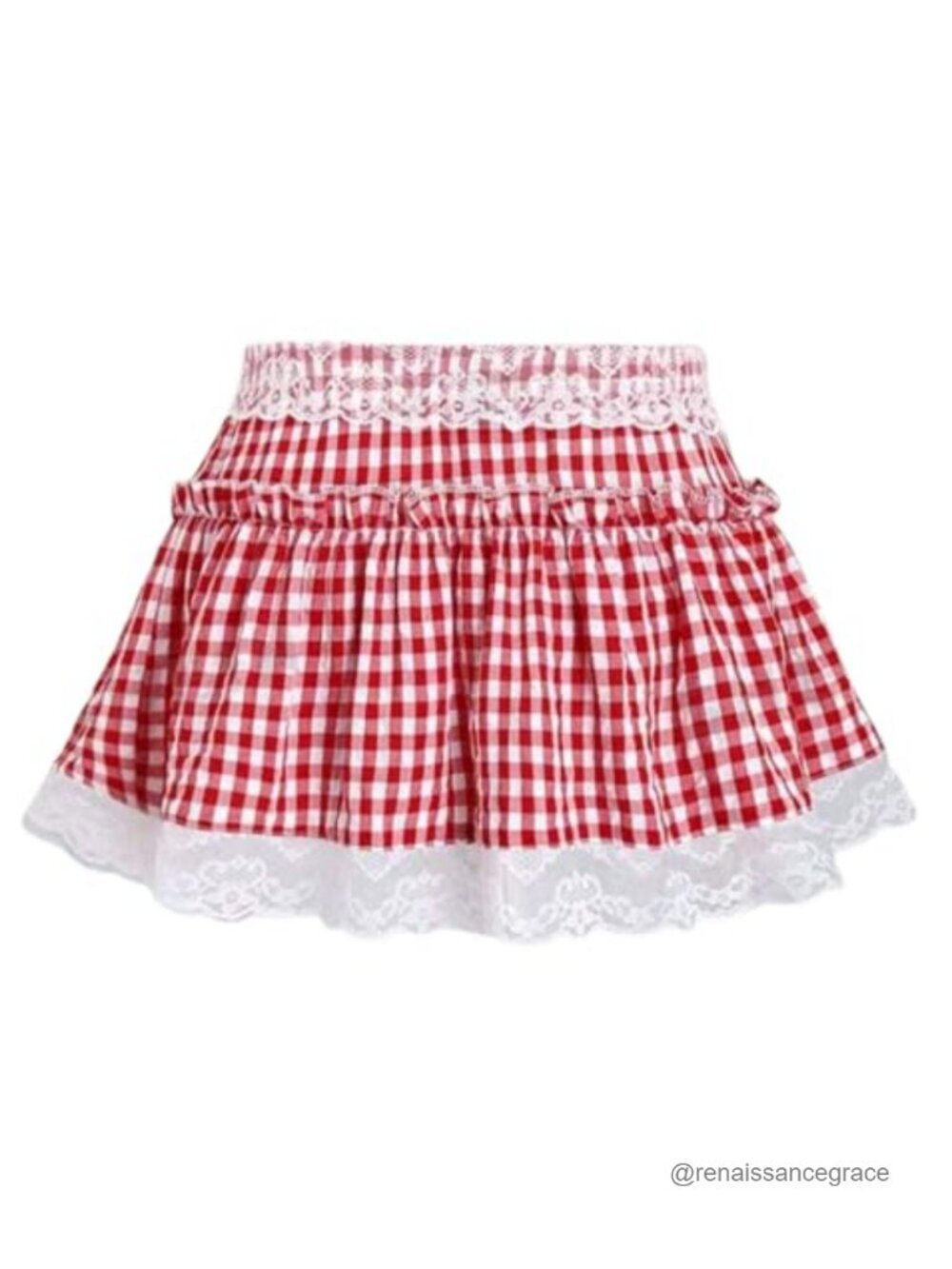 Pleated Mini Skirt Gingham Ruffle A-Line Y2k Schoolgirl